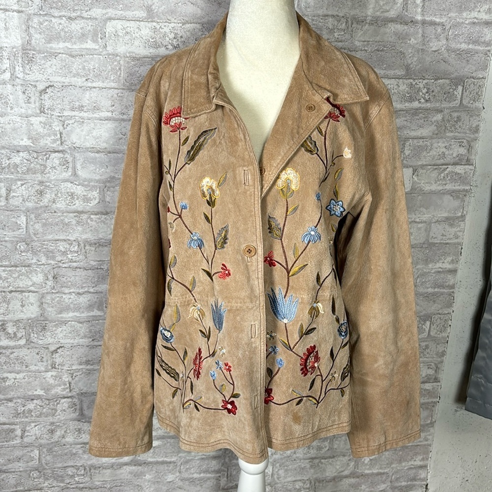 Vintage Embroidered Leather Dialogue Jacket
